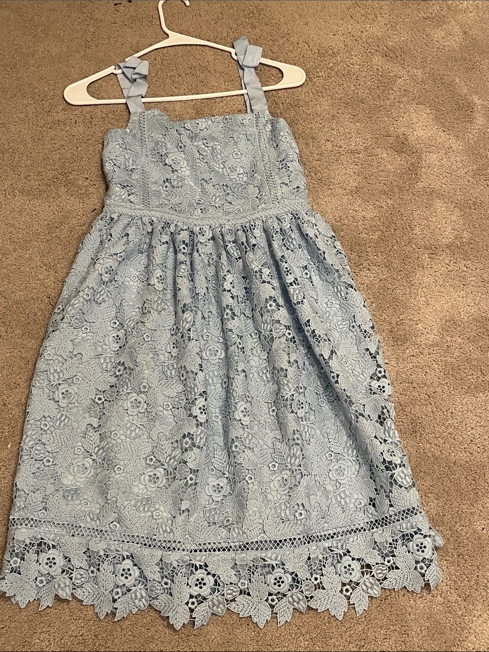 Girls Butterfly Lace Dress in Blue by self portrait